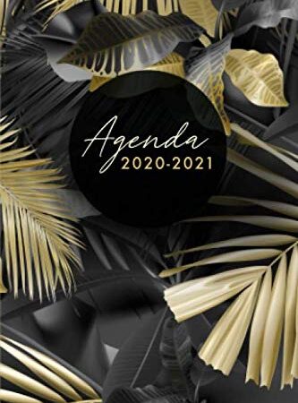 Agenda 2020-2021: Agenda giornaliera 2020 2021, luglio 2020 - dicembre 2021, 18 mesi, formato A6, foglie di palma, colore nero