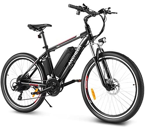 ANCHEER Bicicletta Elettrica, 26''/27,5'' Mountain Bike Elettrica, Ebike per Adulti con Batteria Rimovibile 36V/8Ah/10Ah/12,5Ah, Bici elettrica da Città con Sospensioni Anteriori e 21 Velocità