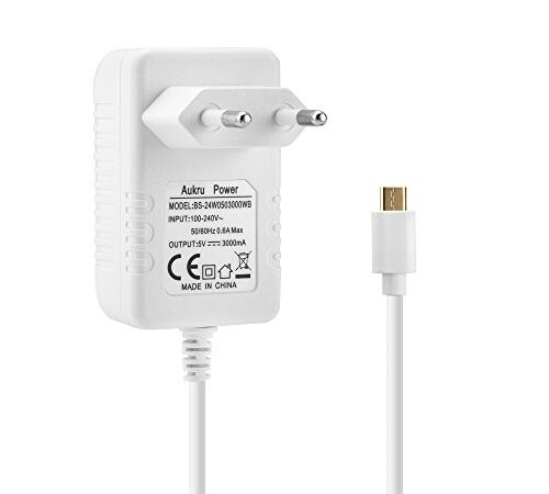 Aukru Caricabatterie 5V 3A Micro USB Alimentatore per Raspberry Pi 3 Modello B+ Plus/Pi 3/ Pi 2 Modello B+ et Modello A,Banana pi,Bianco