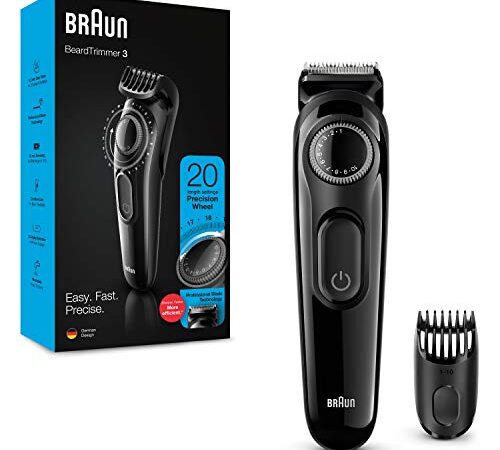 Braun Regolabarba Tagliacapelli Uomo Rasoio incluso, Rifinitore Barba, 85% di Plastica in Meno, Idea Regalo, BT3222 Nero