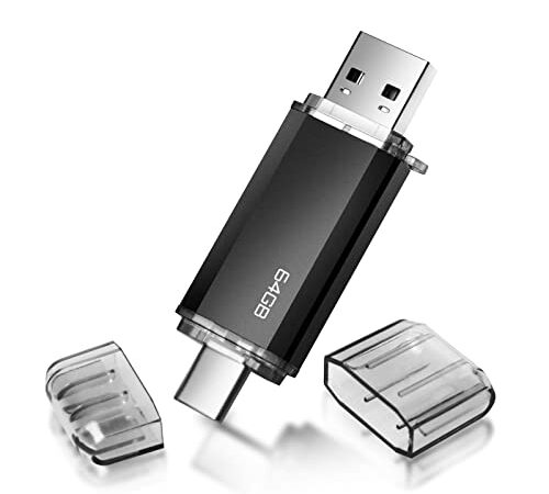 Chiavetta USB 64 GB, Bifrost Tipo C Pennetta USB 64 Giga Portatile USB C Pen Drive 64giga 2-in-1 OTG USB Stick 64gb per PC, Tablet, Laptop, Smartphone con Type-C, etc (Nero)