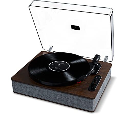 ION Audio Luxe LP - Giradischi Vinili Bluetooth con Casse, Conversione USB, Piatto Full Size, Funzione Auto-Stop, Uscita Cuffie e 3 Velocità, Multicolore(Expresso)