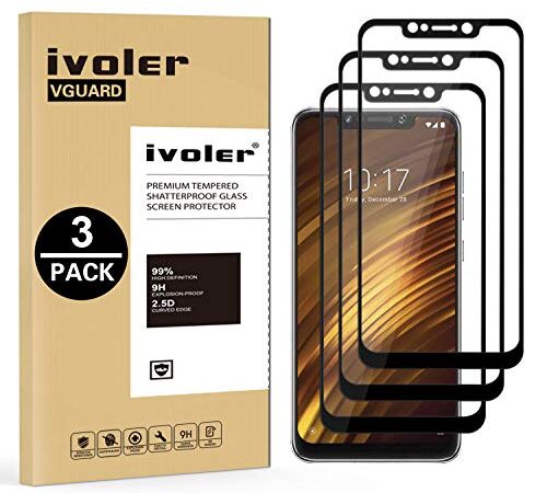 iVoler [3 Pack] Pellicola Vetro Temperato per Xiaomi Pocophone F1, [Copertura Completa] Pellicola Protettiva Protezione per Schermo per Xiaomi Pocophone F1