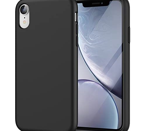 JETech Cover in Silicone Compatibile iPhone XR, 6,1 Pollici, Custodia Protettiva con Tutto Il Corpo Tocco Morbido setoso, Cover Antiurto con Fodera in Microfibra (Nero)