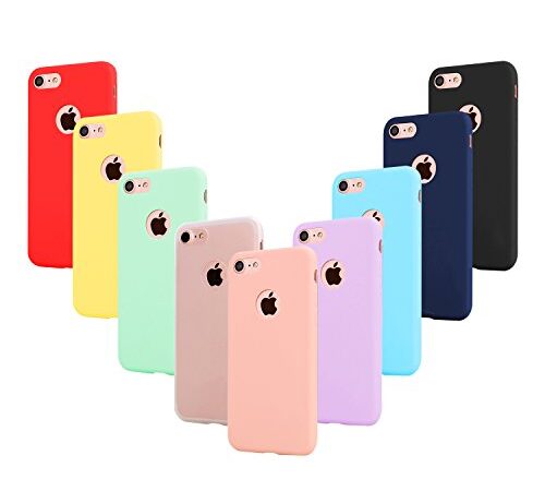 Leathlux 9 Cover compatibile con iPhone 6 e iPhone 6s 4.7 Pollici Silicone Custodia, Sottile Morbido TPU Gel Protettivo Cover, Rosa,Verde, Porpora,Azzurro, Giallo,Rosso, Blu Scuro, Traslucido, Nero