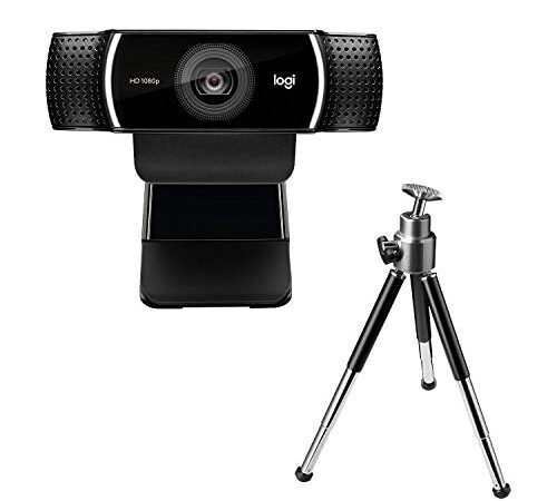 Logitech C922 Pro Stream Webcam, Streaming Veloce HD 1080p/30fps o HD 720p/60fps, Correzione Luce HD, Autofocus, Audio ‎Stereo, Per YouTube, Twitch, XSplit, ‎PC/Mac/Laptop/Macbook/Tablet, Nero