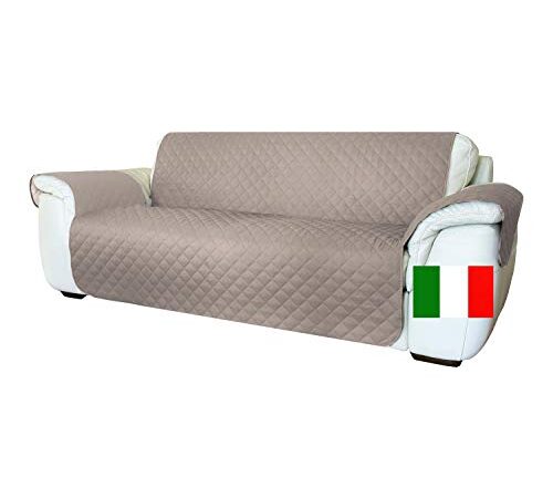 Moonange Copridivano 3 Posti con Braccioli Rivoluzionario Impermeabile Reversibile Antiscivolo Copri Divano Relax Antimacchia AntiGraffio Cani Gatti Moderno Salvadivano Seduta 165 cm (Tortora)