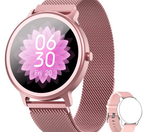 NAIXUES Smartwatch Donna 1,28" Full Touch Schermo Orologio Fitness Donna con 24 modalità Sportive IP68 Smart Watch Monitor Frequenza Cardiaca Sonno Activity Tracker Notifiche per Android iOS Rosa