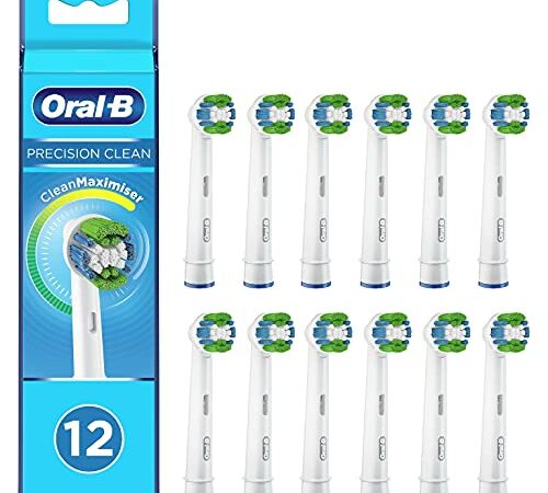 Oral-B Precision Clean Testine Spazzolino Elettrico, Confezione da 12 pezzi, con Tecnologia CleanMaximise, Pacco adatto alla buca delle lettere Pacco adatto alla buca delle lettere Bianco