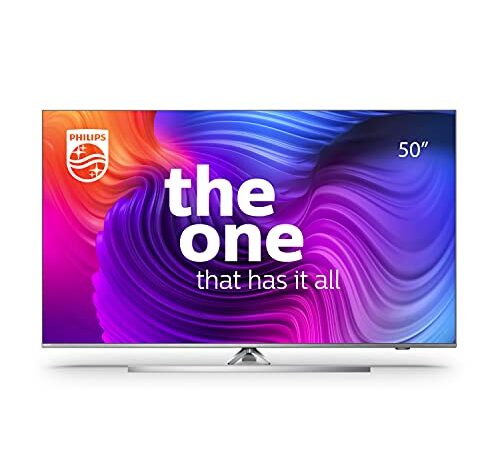 PHILIPS 50PUS8506 Smart TV LED UHD 4K da 50 pollici Android TV con Ambilight, Immagini HDR, Sistema Dolby Vision Cinematografico e Audio Atmos, Compatibile con Assistente Google/Alexa, Argento Chiaro