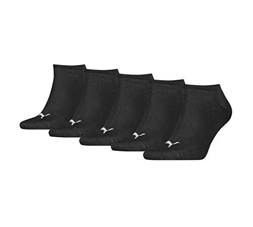 PUMA Plain Sneaker-Trainer Socks (5 Pack) Calzini, Nero, 43-46 (Pacco da 5) Unisex-Adulto