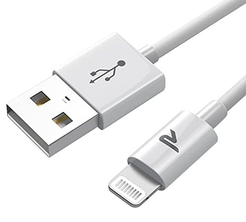 RAMPOW Cavo Lightning a USB [Approved Apple MFi] Caricatore Cavo iPhone Compatibile con Apple iPhone 13/13 Pro/13 mini/13 PRO Max/12/11/X/XS/XS Max/XR/8/8 Plus/7/7 Plus/6s, iPad, iPod - Bianco 1M