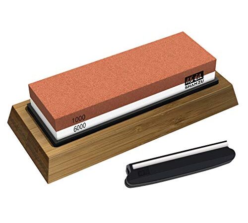 SHAN ZU Pietra per Affilare 2-in-1 Affilacoltelli Cote 1000/6000 Grana Combinazione Affilacoltelli Professionale - con Stand Silicone Antiscivolo
