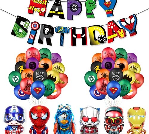 Supereroi Decorazioni di Compleanno Palloncini Supereroi Palloncini Foglio Avengers Striscioni per Feste di Compleanno,Uomo Ragno a tema per bambini Palloncini (B)