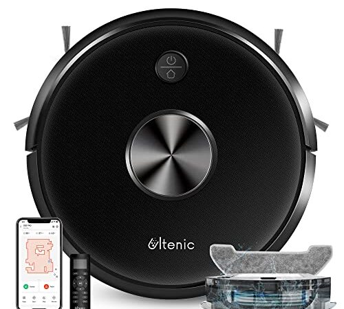 Ultenic Robot Aspirapolvere Lavapavimenti D5s Pro,3000 Pa, Controllo APP & Alexa con Mappatura, Serbatoio Acqua Elettrico 2-In-1 per Pulizia Domestica, Peli Animali, Capelli, Polvere, Lavapavimenti