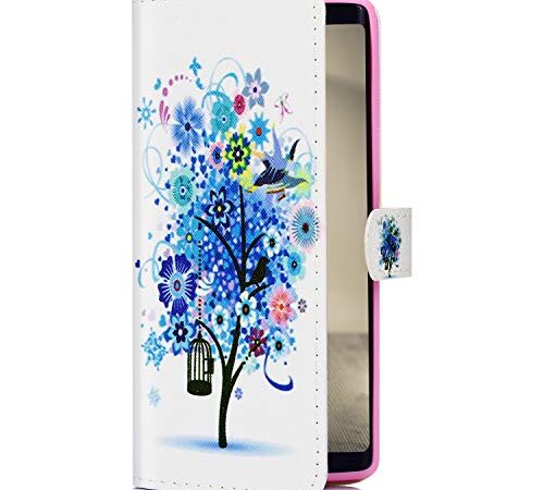 Uposao Custodia Compatibile con Huawei Honor View 20,Retro Design Flip Caso in PU Pelle Premium Portafoglio [Slot per Schede] [Chiusura Magnetica] Custodia per Huawei Honor View 20-Albero dei Fiori