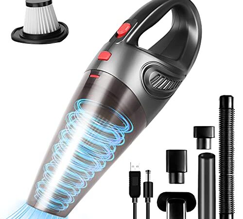 URAQT Aspirabriciole Senza Fili, 12V 120W 8500pA Aspirabriciole Senza Fili Potente, 30 Minuti di Lavoro, Aspirabriciole USB Ricaricabile per Casa/Auto/Ufficio