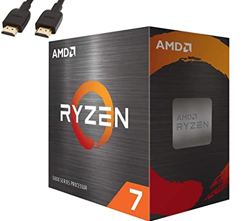AMD Ryzen 7 5800X 8 core, 16 thread 3,8 GHz 36 MB sbloccato Desktop Elite Gaming Processor - 7 nm, 5a generazione, 4,7 GHz Max Boost Clock CPU - 100-100000063WOF - BROAGE Cavo HDMI - 1 confezione