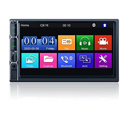 Autoradio Bluetooth Stereo 2 DIN, REAKOSOUND 7 Pollici HD Touchscreen Stereo Auto con Control Remoto/ Bluetooth/ Radio FM/ Mirror Link/ USB/ TF/ AUX/ EQ/ Telecamera Posteriore