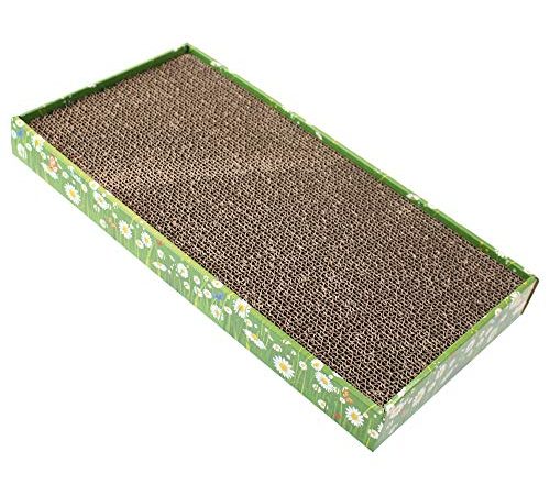 Croci Margherita - Tappeto Tiragraffi per Gatti Adulti, Grandi e Piccoli in Casa, Tappetino con Graffiatoio Calmante Gatto in Cartone Utilizzabile su Due Lati e Busta di Erba Gatta Pronta