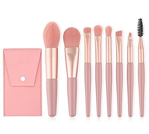 GeekerChip Pennelli Make Up Professionali Set,8 Pezzi Set Pennelli da Trucco,con Trousse in Pelle PU Set,per Fondotinta Cipria Correttore Fard e Occhi