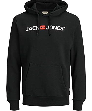 JACK & JONES Jjecorp Logo Sweat Hood Noos 12137054 Felpe con Cappuccio, Black, M Uomo