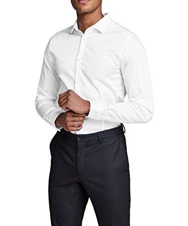 JACK & JONES PREMIUM Super Slim Fit Camicia formale Jjprparma Shirt L/s Noos Uomo, Bianco (White), M