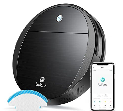 Lefant Robot Aspirapolvere Lavapavimenti mini,6D Sensore di Collisione,Alexa/Google,Ottimo per i Peli degli Animali Domestici, Moquette e Pavimento duro,Aspirapolvere Robot-M213