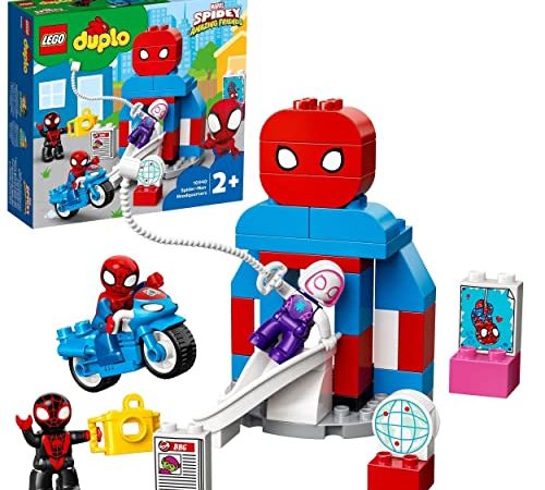 LEGO DUPLO Marvel Super Heroes Il Quartier Generale di Spider-Man, Set di Giochi con Supereroi per Bambini dai 2 Anni, con Moto Giocattolo, 10940