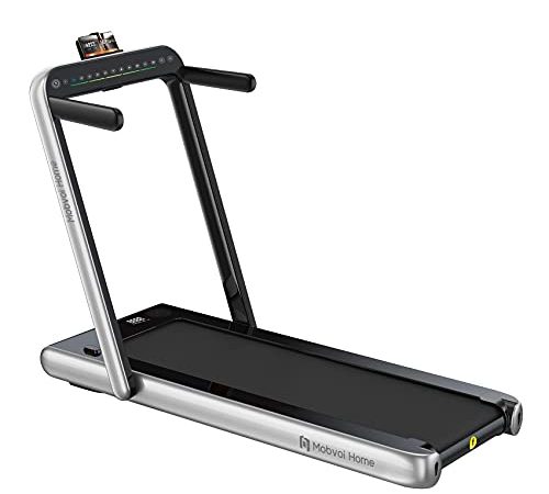 Mobvoi Treadmill Silver, Home Tapis roulant, pieghevole, altoparlante Bluetooth integrato, telecomando, macchina per camminare e correre per esercizi di fitness da casa al coperto, Argento, L