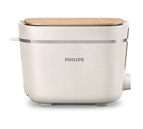 Philips Tostapane Eco Conscious Edition, 2 Fette, 8 Impostazioni, Scongelamento e Scalda Brioche Integrato, in Bioplastica, Bianco Satinato (HD2640/10)