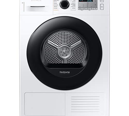 Samsung Elettrodomestici DV90TA040AH/ET Asciugatrice Crystal EcoDry, Front Load, 9 kg, Bianco, Oblò Nero