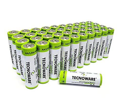 Tecnoware Batterie Stilo Ultra Alcaline AA - 1.5 Volt - Ideali per giocattoli, controller, telecomandi, torce, orologi, console e altri dispositivi a batteria. Confezione da 40 pezzi