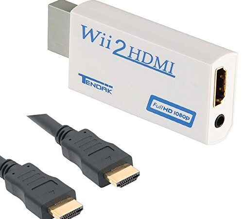 Thlevel Adattatore Wii HDMI Wii a HDMI 1080P / 720P con Jack da 3,5 mm Audio e Cavo HDMI da 1,5 m e Porta HDMI- Supporta Tutte le Modalità di Visualizzazione Wii (Bianco)