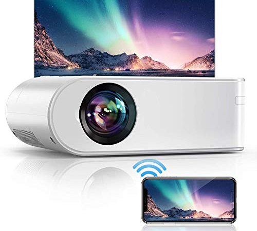 YABER Proiettore WiFi, 6500 Lumens Mini Videoproiettore Portatile 1080P Full HD[Schermo proiezione incluso]Mini Proiettore Wireless Home cinema Portatile per iOS/Android/Laptop/TV Box/PS4 ecc