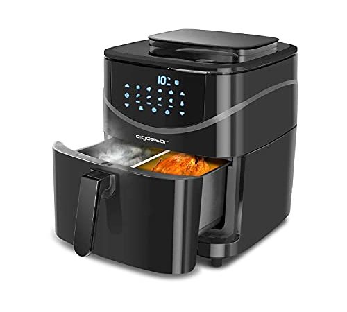 Aigostar Friggitrice ad aria & vaporiera 2 in 1, capacità 7 L, touch screen LED, 8 programmi, 1700 W, modalità manuale. Funzione di pompaggio e pulizia. Senza BPA.