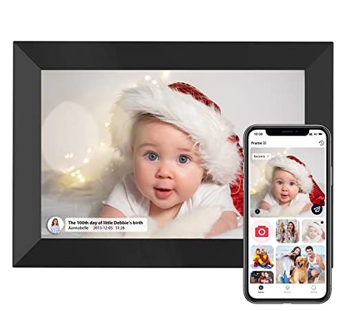 Cornice Digitale WiFi Hyjoy 8 Pollici Cornici Digitali Smart con Display Touchscreen IPS HD, 8GB di archiviazione per condividere foto o video ovunque tramite l'applicazione AiMOR