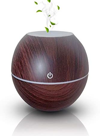 Diffusore di Oli Essenziali Piccolo, Profumatore per Ambienti, Umidificatore Ambiente ad Ultrasuoni, Diffusore Ambiente con 7 Colori LED e Spegnimento Automatico,Compatibile con Vaporizzatore per Yoga