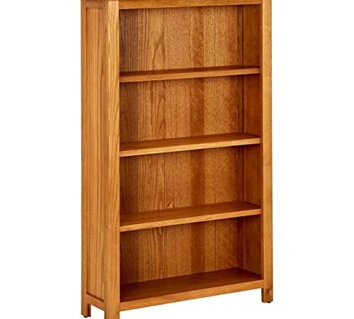 Gecheer Libreria Classica a 4 Ripiani in Legno Massello di Rovere 70x22x110 cm,Libreria per Soggiorno in Legno,Libreria Verticale