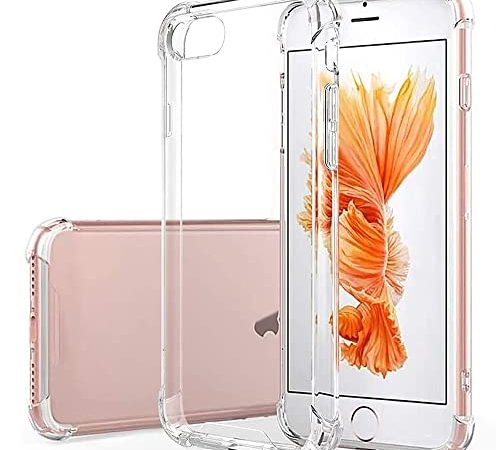 Hually Cover for iPhone 8/7, Cover for iPhone SE 2022, Custodia for iPhone SE 2020, TPU Morbido Silicone Bumper e Posteriore Rigido Anti Scivolo, AntiGraffio e Antiurto, HD Chiaro