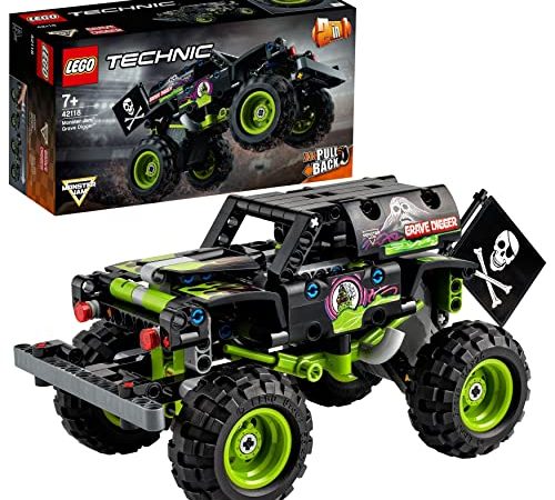 LEGO 42118 Technic Monster Jam Grave Digger, Kit 2 in 1 da Truck a Buggy Fuoristrada con Azione Pull-Back, Giochi per Bambino e Bambina dai 7 Anni