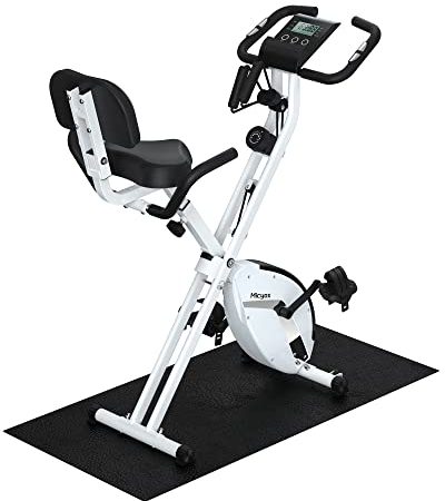 Micyox MX-600 Cyclette Magnetica con Schienale Bicicletta da Ciclismo da Interno Pieghevole con Display LCD e Sensore di Frequenza Cardiaca Bici da Allenamento a Casa con Bande di Resistenza