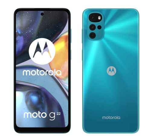 Motorola moto g22 (Quad Camera 50 MP, Display 90Hz 6.5", batteria 5000 mAH, 4/64GB espandibile, Dual SIM, Android 12), Iceberg Blue