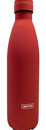 NERTHUS FIH 611 611-Thermos a Doppia Parete per Freddo e Caldo. Design Rosso di Acciaio Inossidabile Senza BPA. Tappo ermetico, Rojo, 750 ml