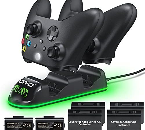OIVO Ricarica Controller con Batteria Ricaricabili per Xbox One/Xbox Series X/Xbox Series S, Caricatore Controller con 2 x 1300mAh Batterie Ricaricabili (One & Series)