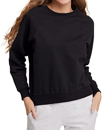 oodji Ultra Donna Felpa Basic in Cotone, Nero, XL