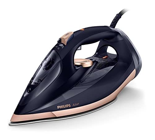 Philips Azur Ferro da Stiro a Vapore - 3000W, Vapore 55g/min, Colpo di Vapore, 250g, Piastra SteamGlide Elite, Nero (GC4909/60)