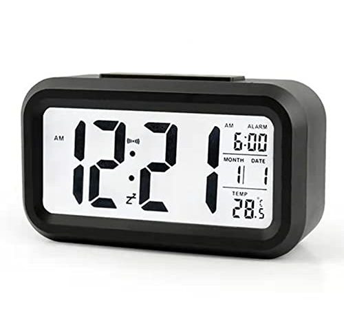 Sveglia da Comodino Digitale,Sveglia Digitale da Comodino Batteria,Orologio Digitale da Comodino per Bambini Adulti con Luce Notturna Ora Data Temperatura Funzione Snooze