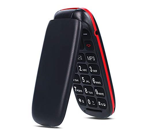 Telefono Cellulare per Anziani, Ukuu GSM Cellulare per Anziani con Tasti Grandi Display 1.8" Supporto SIM Doppio, Chiamata Rapida 800mAh Batteria Lungo Standby - Nero