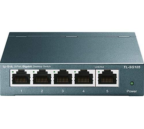 Tp-Link Tl-Sg105 Switch 5 Porte Gigabit, 10/100/1000 Mbps, Plug & Play,‎‎ Nero